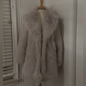 CREAM ZARA FUR COAT